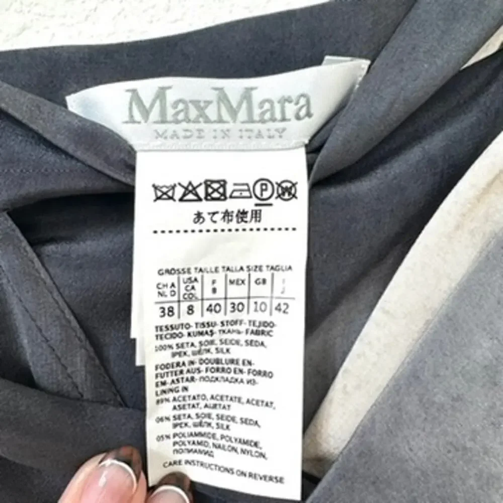 Max Mara Italy Black & White Abstract Print Tie-Waist Midi Skirt Size 8 Silk - Picture 4 of 8